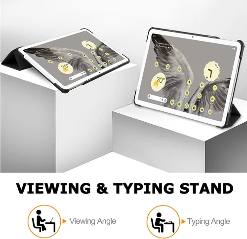 Vista 5 de NINKI Funda para tablet Google Pixel – Cuero, policarbonato duro a prueba de golpes + carcasa trasera de piel sintética, funda ligera con soporte