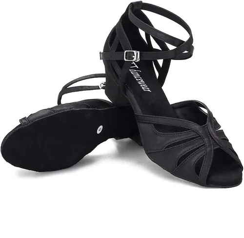 Vista 5 de TTdancewear Zapatos de baile para mujer, tacón bajo, zapatos de baile de salón de salsa, zapatos de baile latino, zapatos de baile cubanos de 1.5