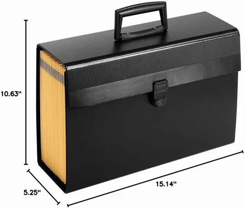 Vista 2 de Archivador portátil para organizar cartas/documentos, 19 bolsillos, cartas, negro, Negro