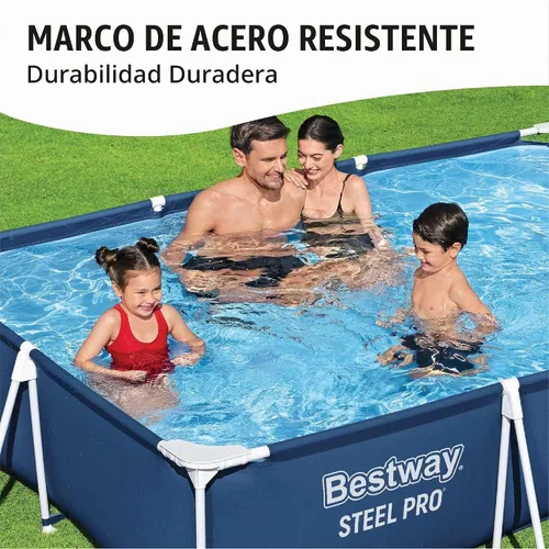 Vista 3 de Bestway Piscina de acero Pro sobre el suelo de 9 pies x 6.7 pies x 26
