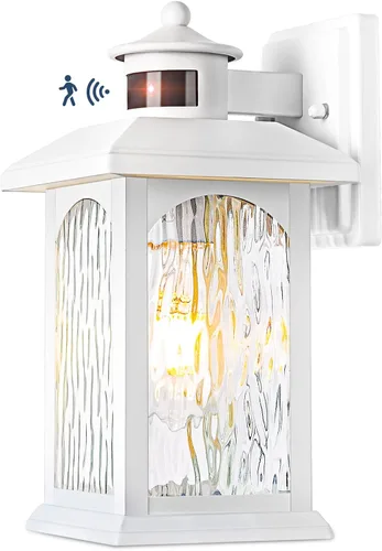 Vista 8 de Aplique de pared con sensor de movimiento para exteriores, iluminación blanca con sensor de movimiento del atardecer al amanecer, luces de pared