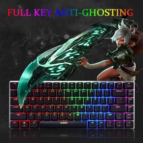 Vista 7 de LexonElec AK33 - Teclado mecánico RGB para juegos, 82 teclas, mini teclado compacto para computadora, 20 LED, retroiluminado, negro, teclado