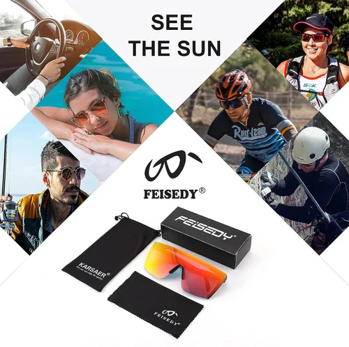Vista 7 de FEISEDY Gafas de sol sin montura de gran tamaño con espejo para mujeres y hombres, con parte superior plana, escudo cuadrado UV400 B2761, 70mm