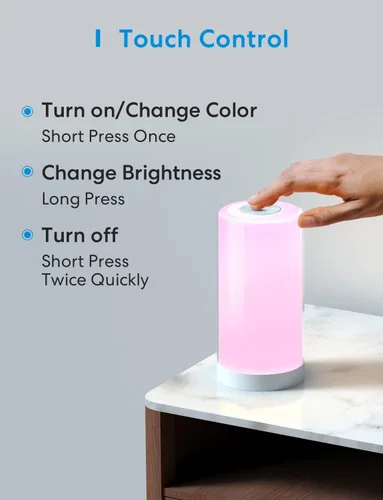 Vista 4 de meross Lámpara de mesa inteligente, lámpara de noche, compatible con Apple HomeKit, Siri, Amazon Alexa y SmartThings, blanco sintonizable