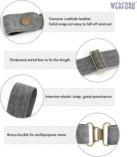 Vista 4 de Sin hebilla cinturón elástico para mujeres hombres cinturón de cintura de hasta 72 pulgadas para jeans