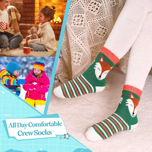 Vista 72 de Eocom 6 pares de calcetines de invierno cálidos de lana para niños y niñas