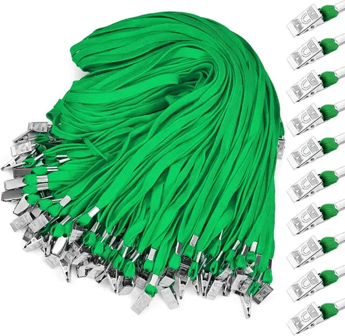 Vista 10 de Marspark 10 piezas de cordón a granel para tarjetas de identificación, cordón de cuello plano con gancho giratorio y clip, accesorio duradero