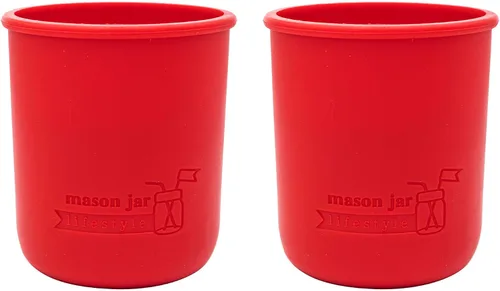 Vista 9 de Mason Jar Lifestyle Pinta de boca ancha de silicona de 16 onzas para proteger la pelota, Kerr, tarros de conservas (4, Americana Multicolor)