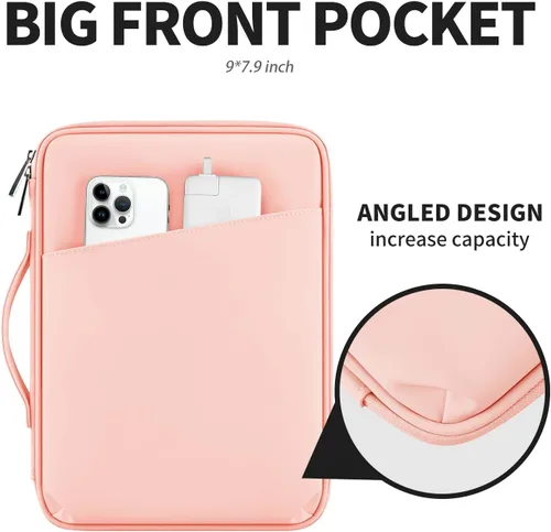 Vista 3 de Funda de transporte para tablet de 12.9 pulgadas, máxima protección para tu iPad Pro, Surface Pro, Galaxy Tab S8 Plus y más (PU-rosa, 12.9 pulgadas)