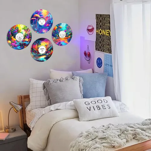 Vista 5 de HK Studio Decoración hippie, carteles para estética de habitación, ciencia ficción, decoración de discos, decoraciones de fiesta temática musical, 4