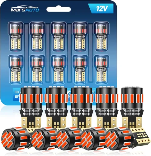 Vista 10 de Marsauto - Bombillas LED 194 amarillo ámbar para luz interior, mapa, 168 2825 W5W T10, para repuesto, superbrillantes, para auto, luz de cortesía