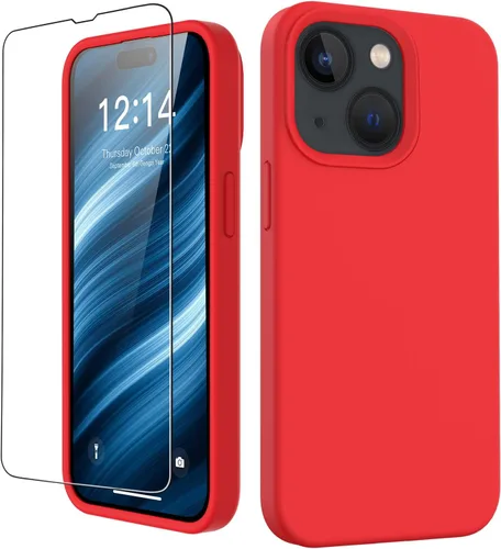 Vista 24 de FUNMIKO Funda compatible con iPhone 15 con protector de pantalla, silicona líquida suave y sedosa mejorada, diseñada a la moda para hombres, mujeres