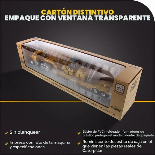 Vista 6 de Diecast Masters Tractor de cabina de día Caterpillar CT660 a escala 1:50 y remolque XL120 Lowboy con compactador de asfalto vibratorio Cat CB-534D