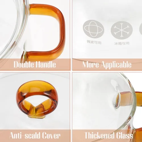Vista 2 de ERINGOGO Cacerola de vidrio con tapa, olla de cocina de 50 onzas con tapa y asa, utensilios de cocina de vidrio de borosilicato alto, olla a fuego