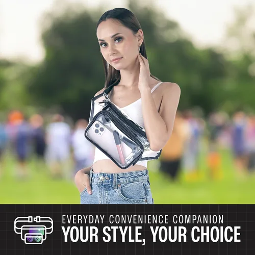 Vista 6 de SoJourner Riñonera holográfica Rave Paquetes para festivales de mujeres y hombres Lindas bolsas de moda para cinturón, Transparente, talla única