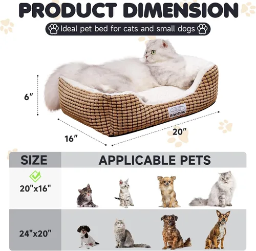 Vista 5 de Cama pequeña para perros pequeños, camas para gatos de interior, lavable, cama rectangular para perros, cálida, suave, relajante, cama duradera