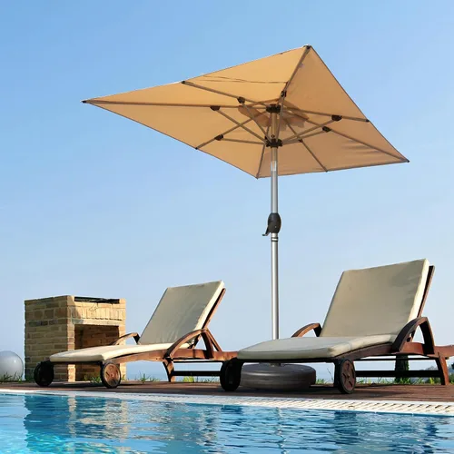 Vista 2 de Domi - Sombrilla rectangular de 6 x 4 pies para patio, sombrilla de mesa para exteriores con 8 varillas resistentes e inclinación, sombrilla de Beige