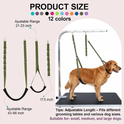 Vista 2 de Lazos de aseo para perros, correas para el vientre para mascotas, bandas para el vientre, color negro, herramientas de aseo cómodas y ajustables