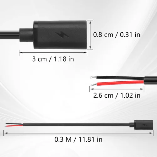 Vista 6 de GINTOOYUN Cable de extensión de 2 pines USB C hembra cable de alambre desnudo 5V/3A USB tipo C hembra cable de alimentación de extremo abierto