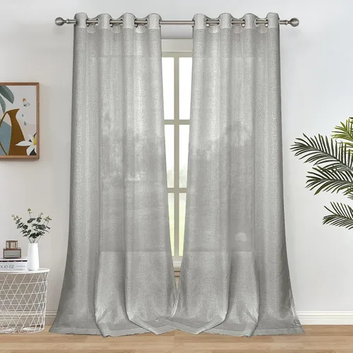 Vista 29 de Melodieux Cortinas Semitransparentes Negras de 63 Pulgadas de Largo para Ventanas Pequeñas de Sala de Estar y Dormitorio con Aspecto de Lino Rústico