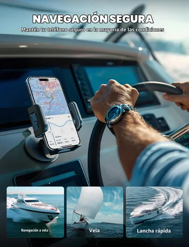 Vista 8 de Bracketron Griplox - Soporte de teléfono impermeable para barcos, soporte de ventosa marina con funda sellada, soporte seguro para teléfono