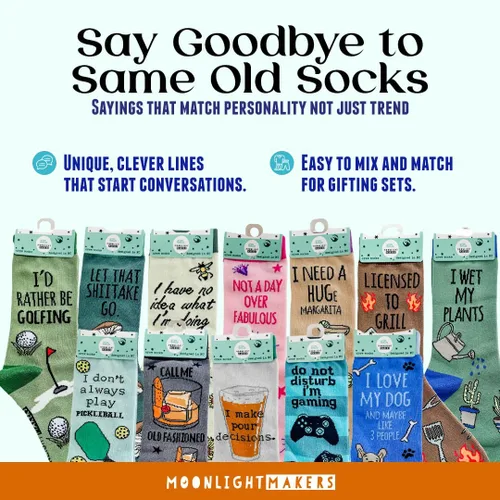 Vista 34 de Moonlight Makers Funny Colored Socks, Novelty Socks, Stocking Stuffer, Unisex Socks