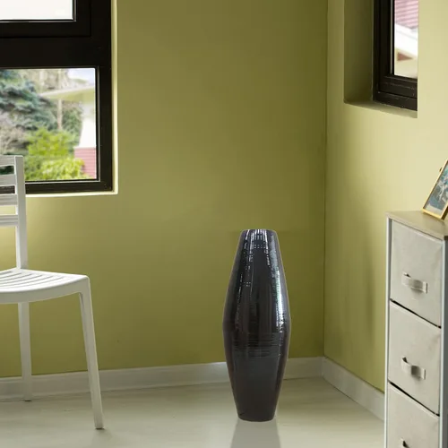Vista 5 de Uniquewise Jarrón de bambú con forma de cilindro – Jarrón decorativo alto hecho a mano – Ideal para comedor, sala de estar y entrada, elegante pieza