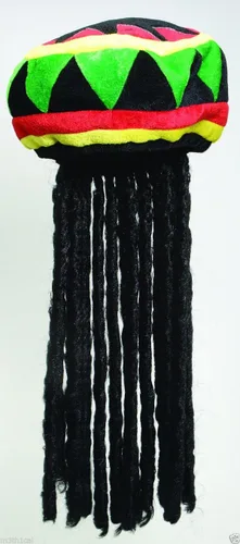 Vista 2 de Jac obson Hat Company - Sombrero jamaicano con rastas, talla única, Rojo, verde, amarillo, negro