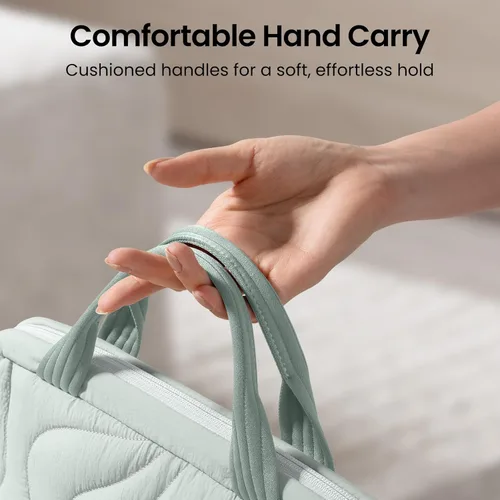 Vista 9 de tomtoc 13-16 Inch Protective Puffy Laptop Carrying Bag for Women, Lightweight Work Laptop Briefcase Fits Macbook Air/Pro/Neo