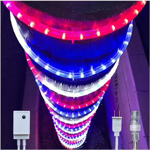 Vista 22 de Russell Decor Cuerda de luces LED con controlador regulable de 4 niveles para Navidad, 4 de julio, Día de los Caídos, decoración de vacaciones