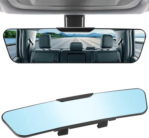 Vista 8 de LivTee Espejo retrovisor antirreflejo, universal de 11,3 pulgadas (287 mm), espejo retrovisor panorámico gran angular convexo, clip en el original