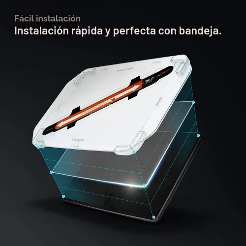 Vista 4 de Spigen Protector de pantalla mate para modelo 3 (2017-2023), modelo Y (2020-2025) 9H+ Tempered Glass, GlasTR EZ FIT Auto align tray
