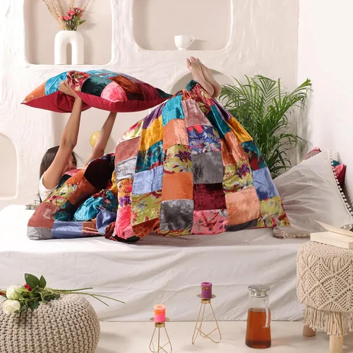 Vista 6 de Treen Art Juego de funda de edredón de terciopelo surtido de 3 piezas, 1 funda de edredón de 120 x 120 pulgadas con cierre de cremallera y 2 fundas