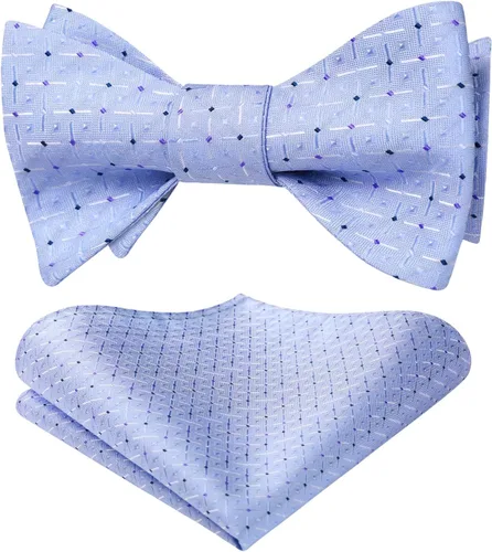 Vista 115 de HISDERN Pajaritas para hombre, diseño de lunares, corbatín y bolsillo cuadrado, clásico, esmoquin de negocios, boda, pajaritas, pañuelo