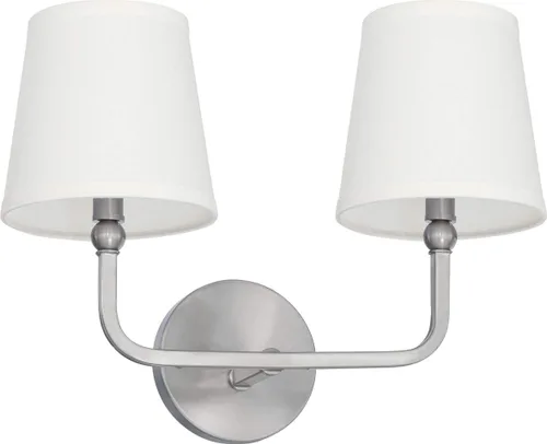 Vista 12 de Capital Lighting 619311AD-674 Dawson Pantalla de Tela Blanca Decorativa Stay-Straight Aplique de Pared, 1-Luz 60 Vatios, 17" H x 6" A, Latón