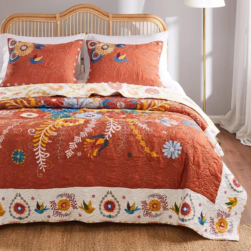 Vista 2 de Greenland Home Barefoot Bungalow Topanga - Juego de edredón de 3 piezas, matrimonial/queen, multicolor