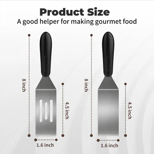 Vista 3 de Espátula pequeña, espátula de acero inoxidable, espátula de metal para cocinar con mango resistente al calor, espátulas de metal para uso