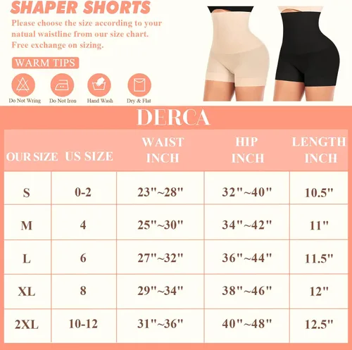 Vista 2 de DERCA High Wasited Slimming Body Shaper Shorts
