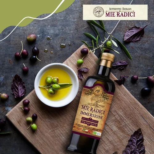 Vista 5 de Mie Radici Immessione D.O.P.- Aceite de oliva virgen extra prensado en frío orgánico Hecho de aceitunas sicilianas superiores Sabores afrutados
