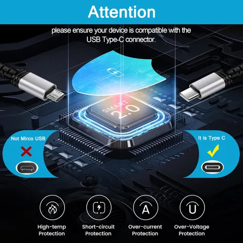 Vista 2 de Cable de carga automática para teléfono Android C, [3 pies+5 pies + 6 pies] USB A a USB tipo C, cable de carga rápida con puerto C para Google Pixel