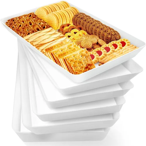 Vista 17 de WOWBOX 4 bandejas de servir para entretenimiento, platos para servir aperitivos, frutas, galletas, postres, bandejas de plástico reutilizables