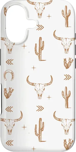 Vista 32 de Funda rústica elegante con diseño de calavera de toro sureño para iPhone 16