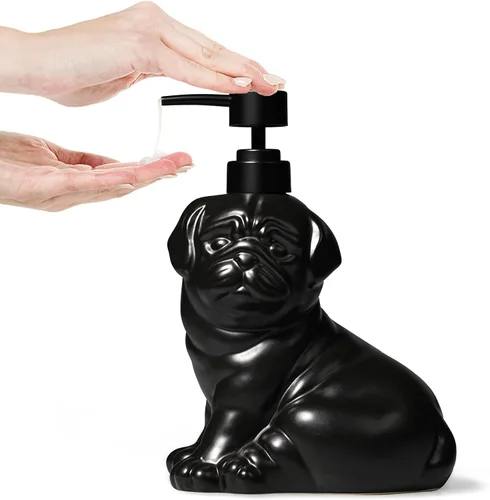Vista 9 de Dispensador de jabón con forma de gato negro, dispensador de jabón de cerámica divertido, aceite esencial recargable de 15 onzas, dispensador