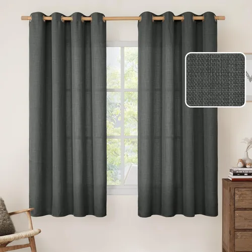 Vista 30 de LAMIT Cortinas de Lino Blancas Semitransparentes para Dormitorio, Paneles Filtrantes de Luz, Cortinas de Lino con Ojales de Protección de Privacidad