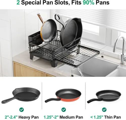 Vista 3 de GSlife Escurridor de platos expandible para usar sobre fregadero y encimera Negro