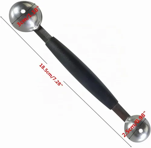 Vista 2 de Cuchara de doble cara del melón de la fruta, 2 en 1 cortador de la cucharada del acero inoxidable 7.1 in