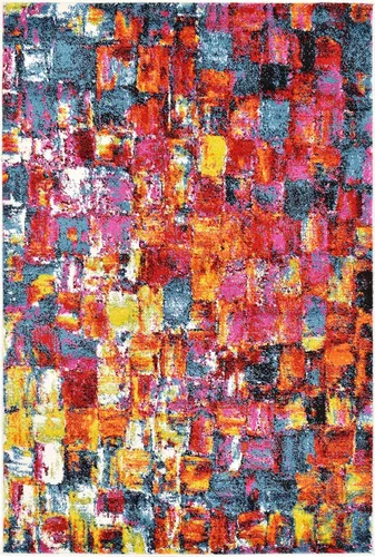 Vista 11 de Unique Loom colección Lyon - Alfombra abstracta y moderna, Polipropileno, Multi/Verde