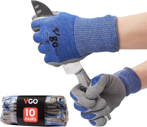 Vista 6 de Vgo... Cut Resistant Gloves,Cutproof Work Gloves Men Women,Latex Rubber Coated,EN388 level C, ANSI level A3(RB2148HY,BLUE)