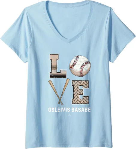 Vista 4 de Womens Baseball Love Osleivis Basabe Prospect Baseball Fan Gear V-Neck T-Shirt