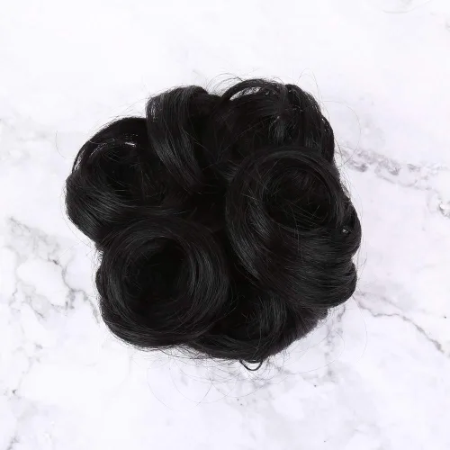 Vista 2 de Bella Hair - Rodete de extensión de cabello 100 % humano para banda elástica, extensión de cola de caballo ondeada, rizada o desordenada